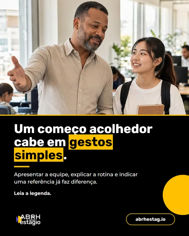 Card ABRH Estágio: um começo acolhedor cabe em gestos simples